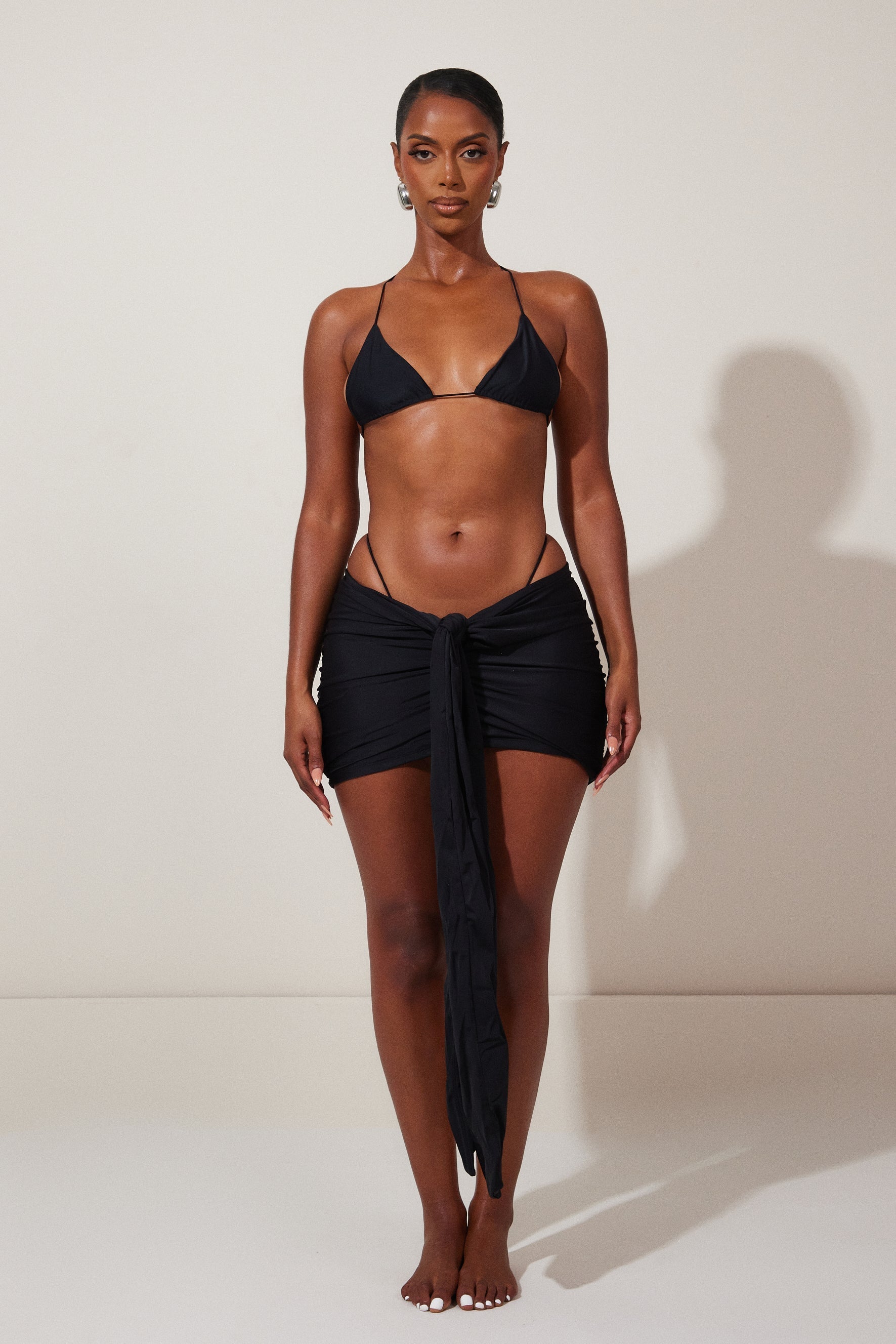 Tie Up Mini Skirt in Black