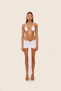 Tie Up Mini Skirt in White