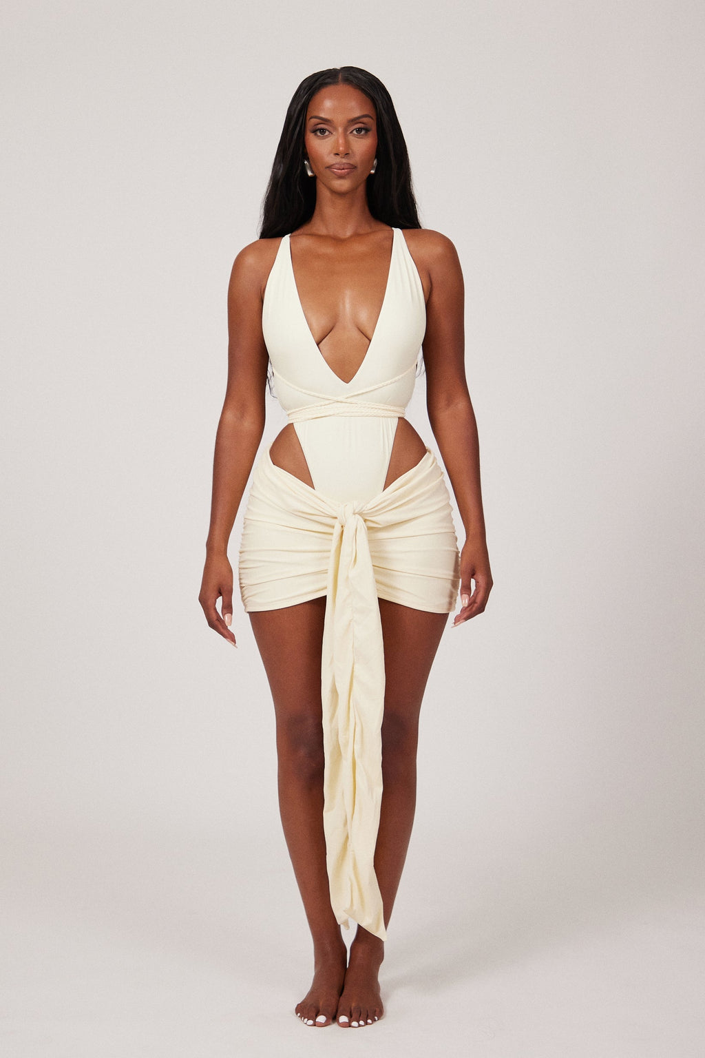 Tie Up Mini Skirt in Cream