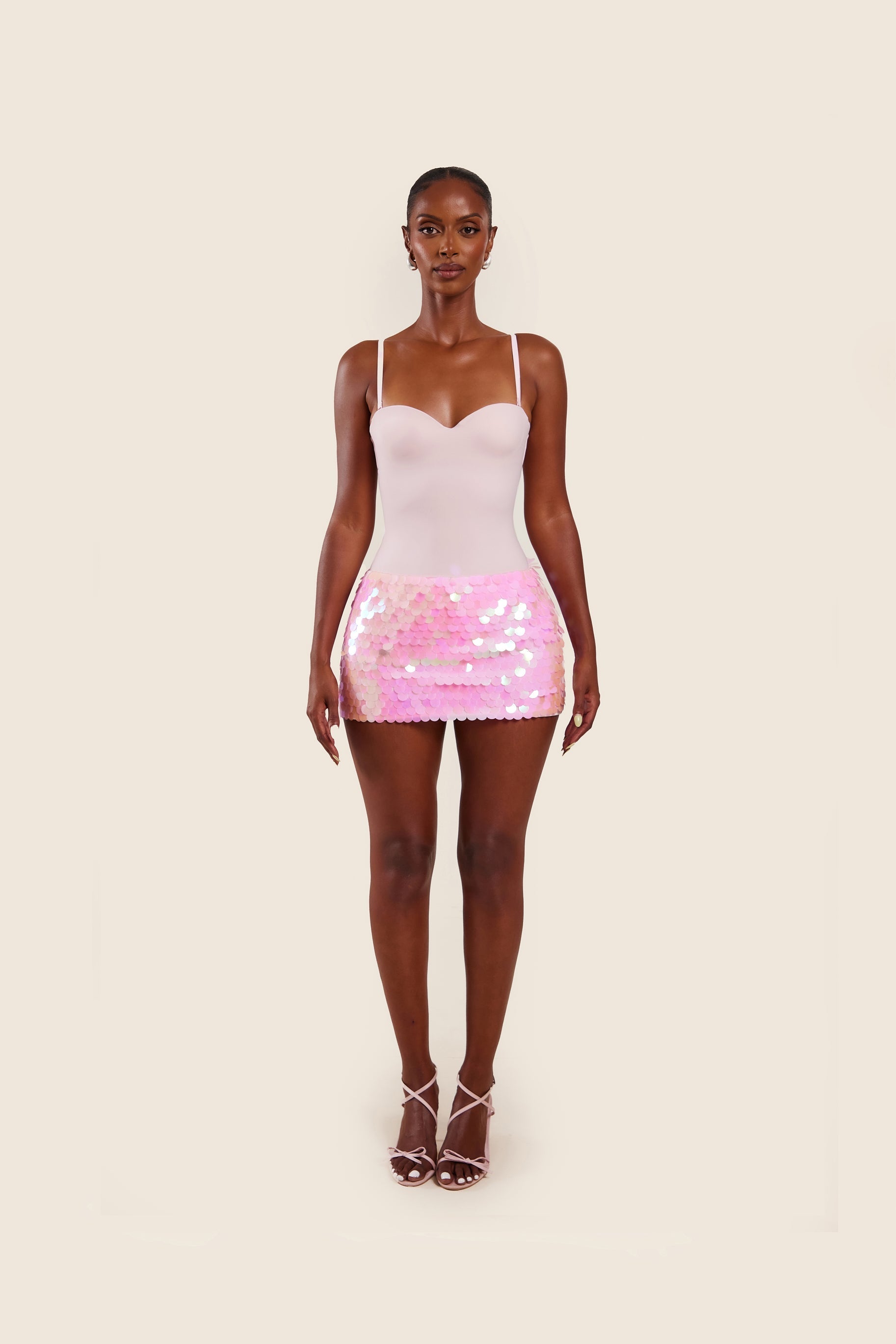The Shimmi Mini Skirt in Pink