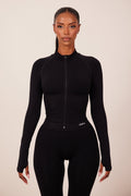 The Mars Seamless Zip Jacket in Black