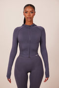 The Mars Seamless Hooded Zip Jacket in Navy