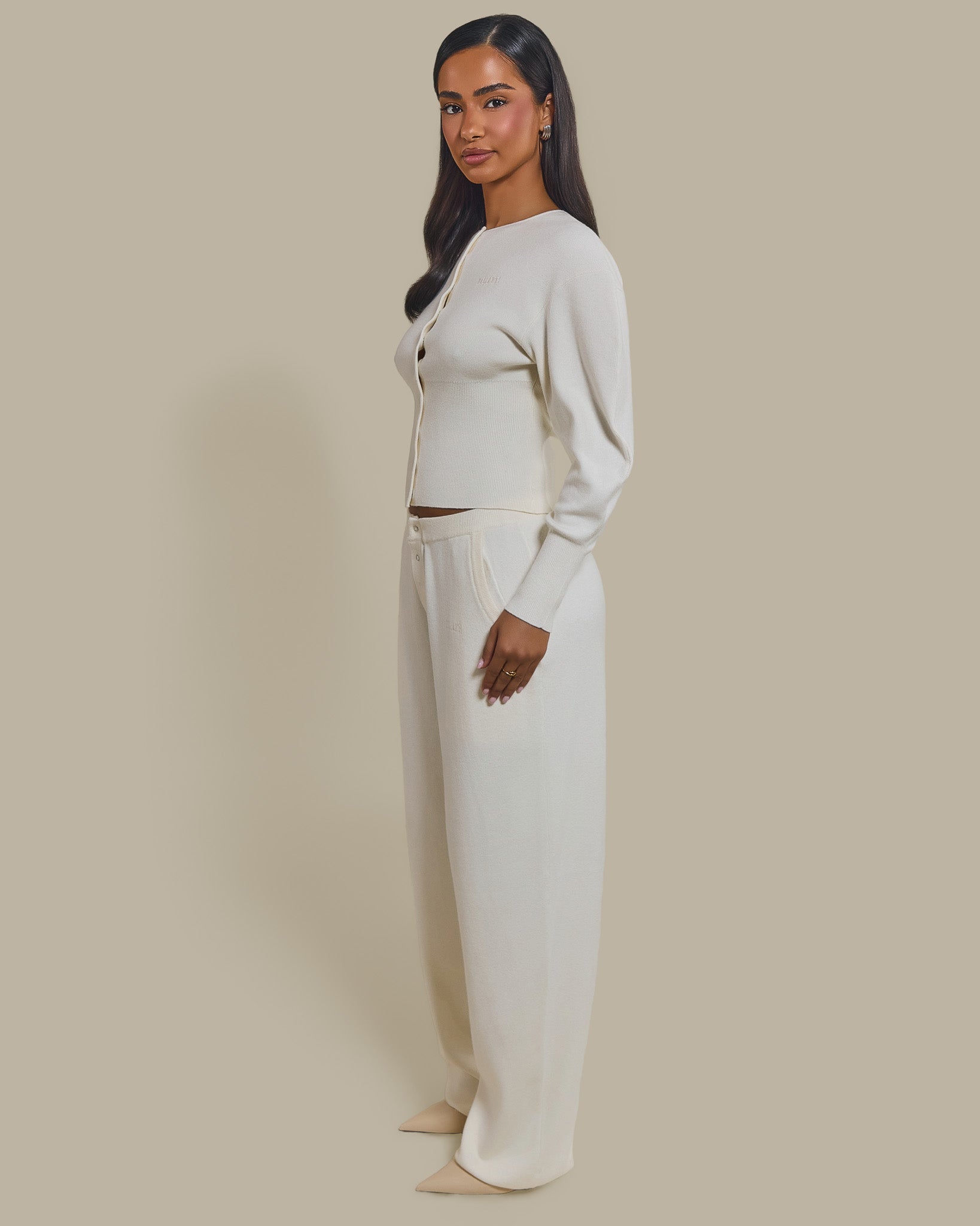 The Knit Button Up Cardigan in Cream