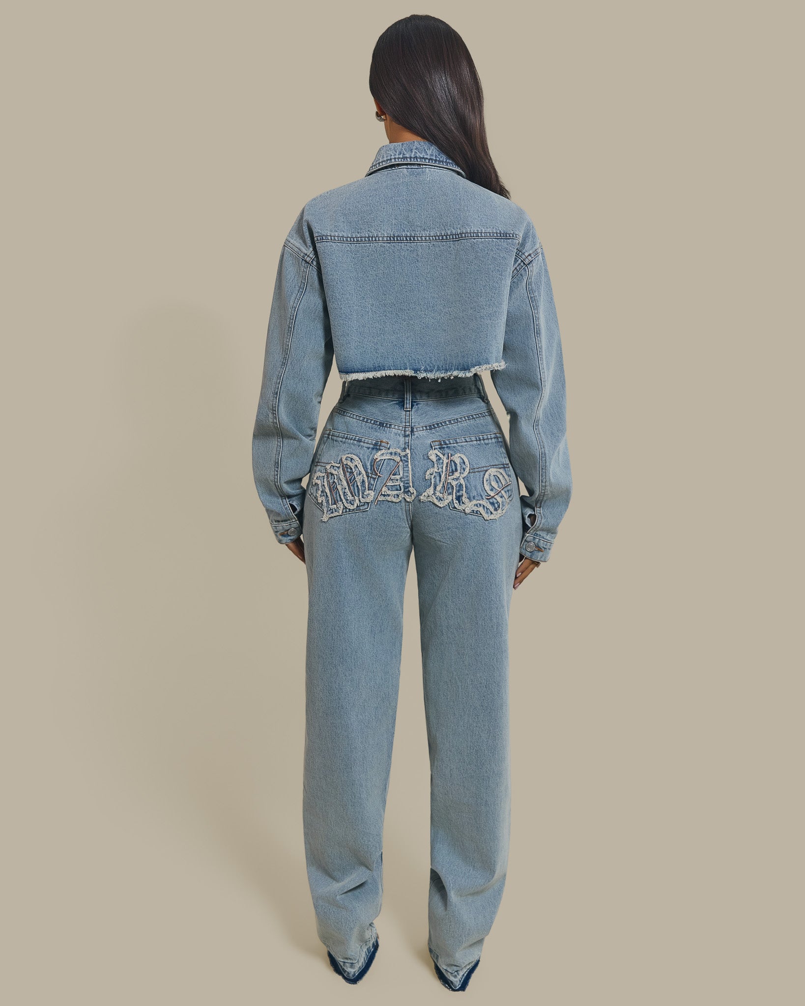 The Kali Cropped Denim Jacket in Light Wash Blue