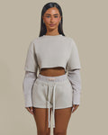 The Cropped Long Sleeve Top in Beige
