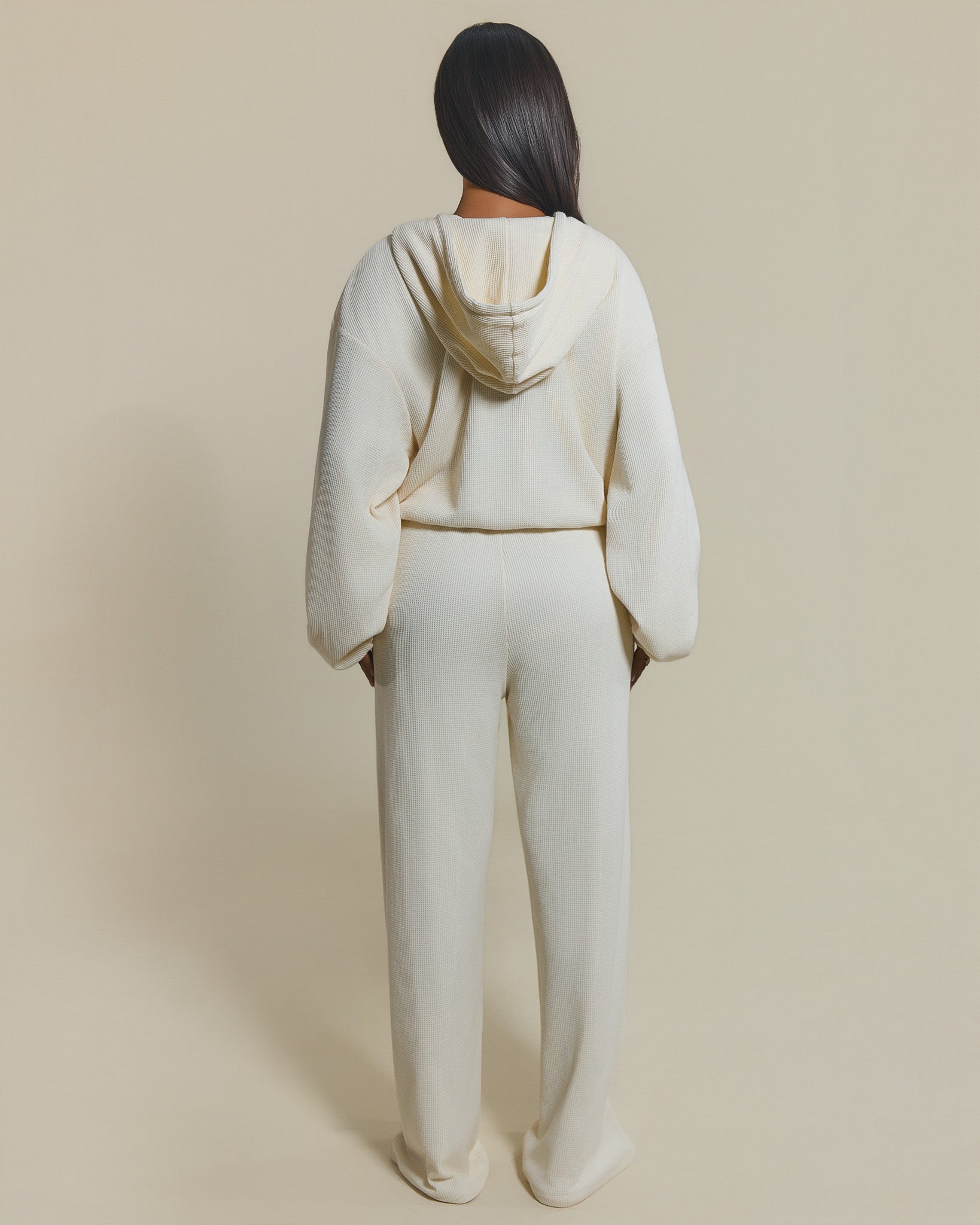 The Waffle Oversized Embroidered Jacket in Cream