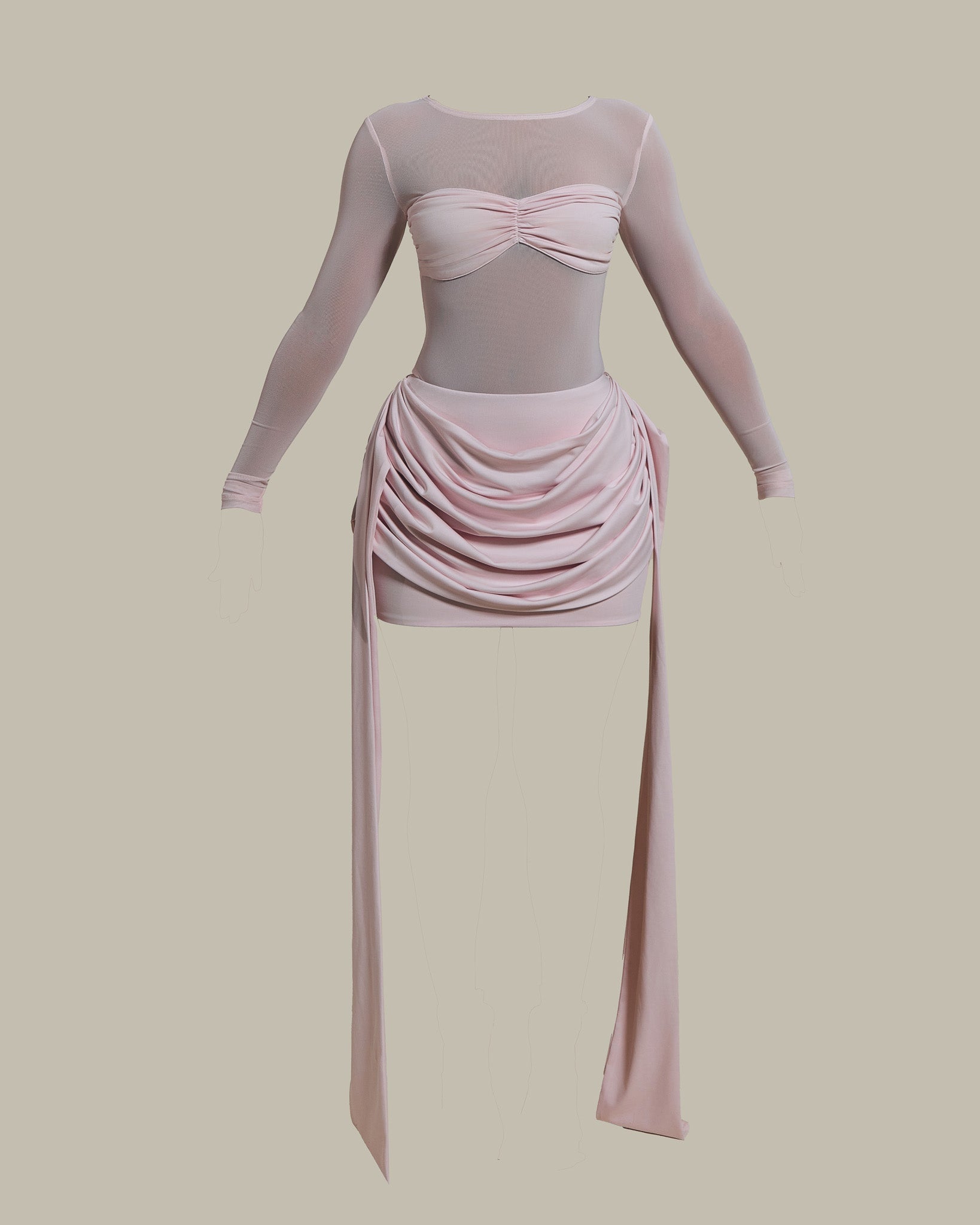 The Yara Draped Mini Skirt in Baby Pink