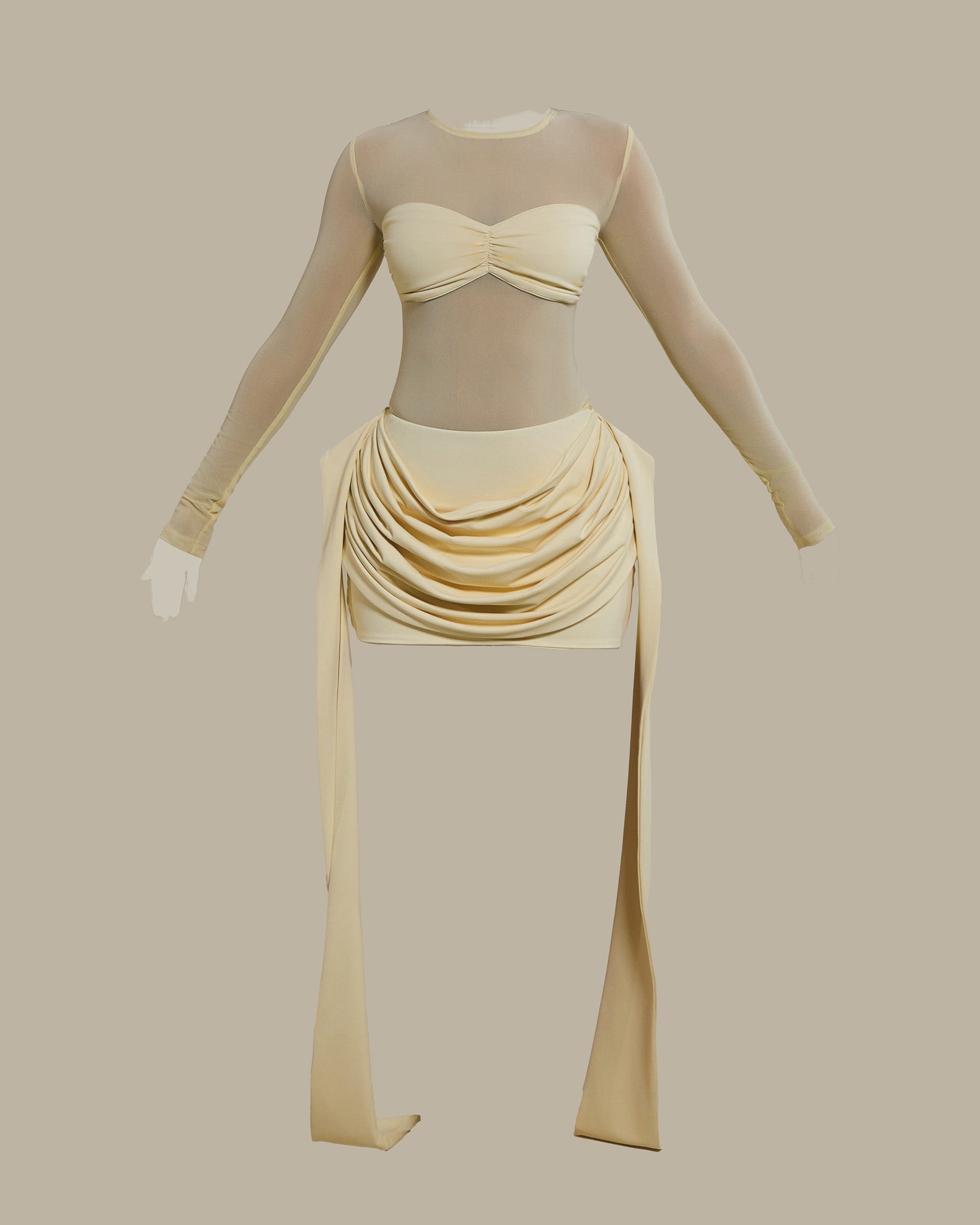 The Yara Draped Mini Skirt in Butter Yellow