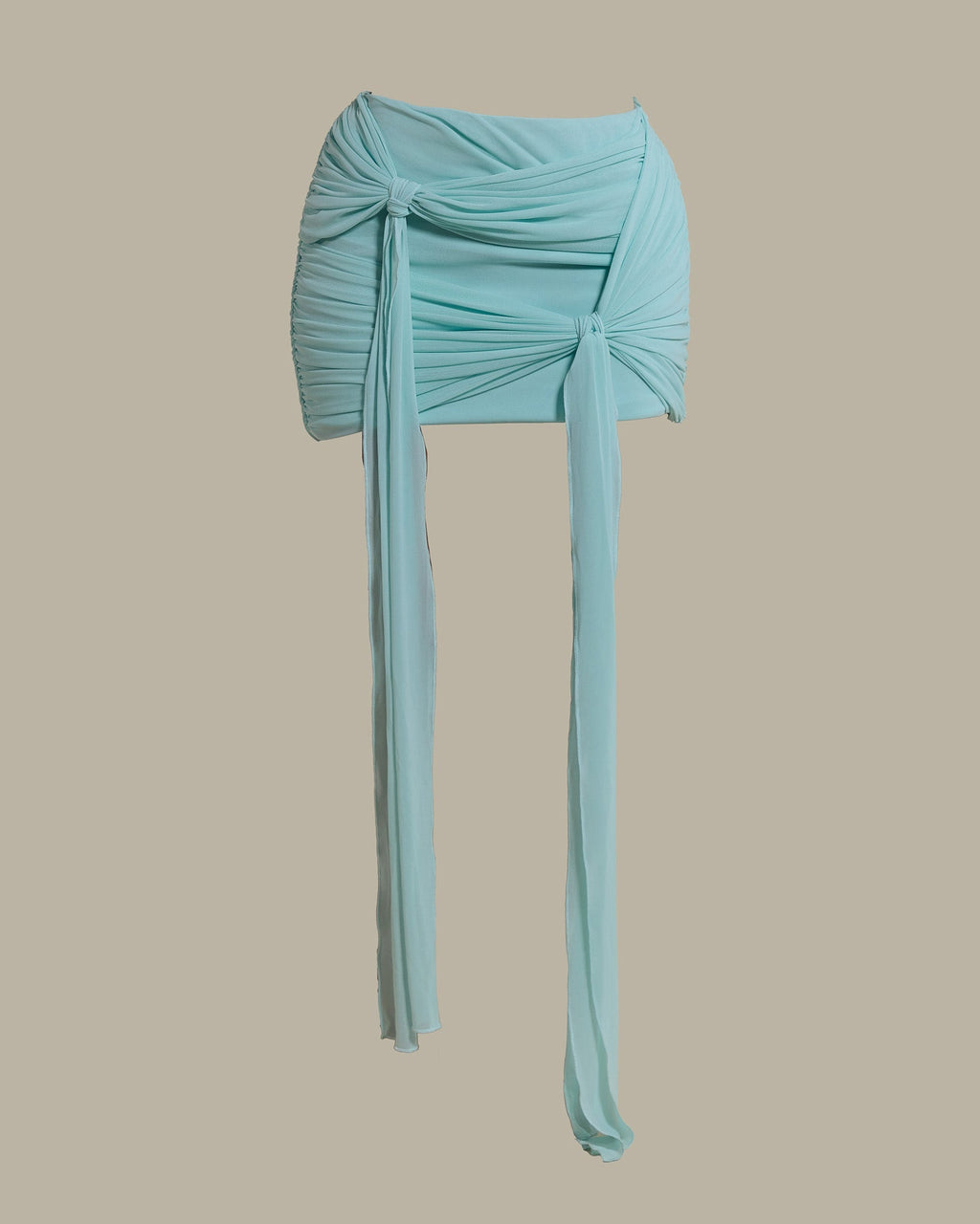 The Zadie Ruched Mini Skirt in Baby Blue