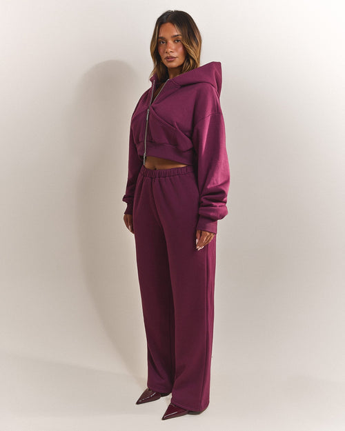 The Classics Cropped Zip Hoodie in Plum