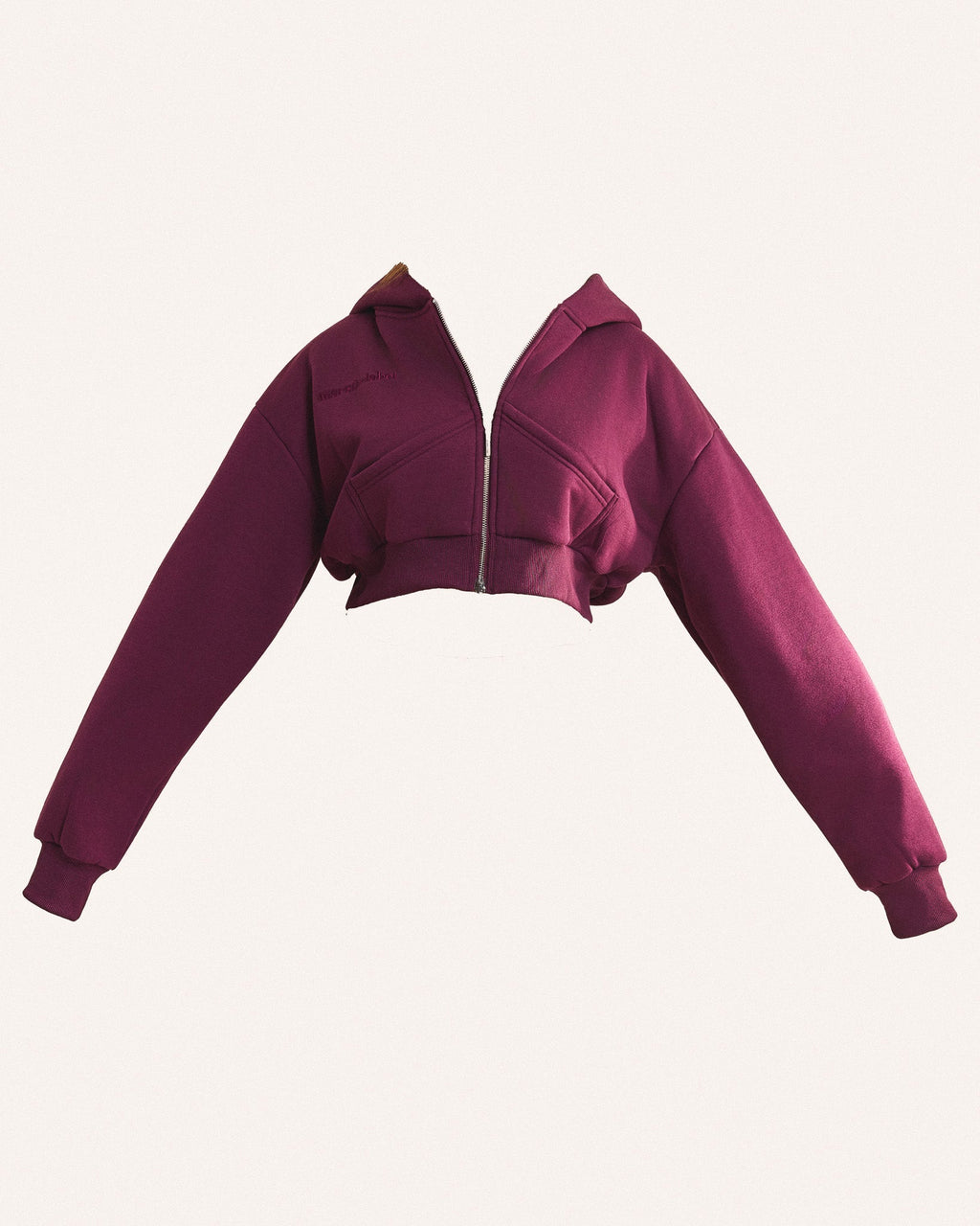 The Classics Cropped Zip Hoodie in Plum