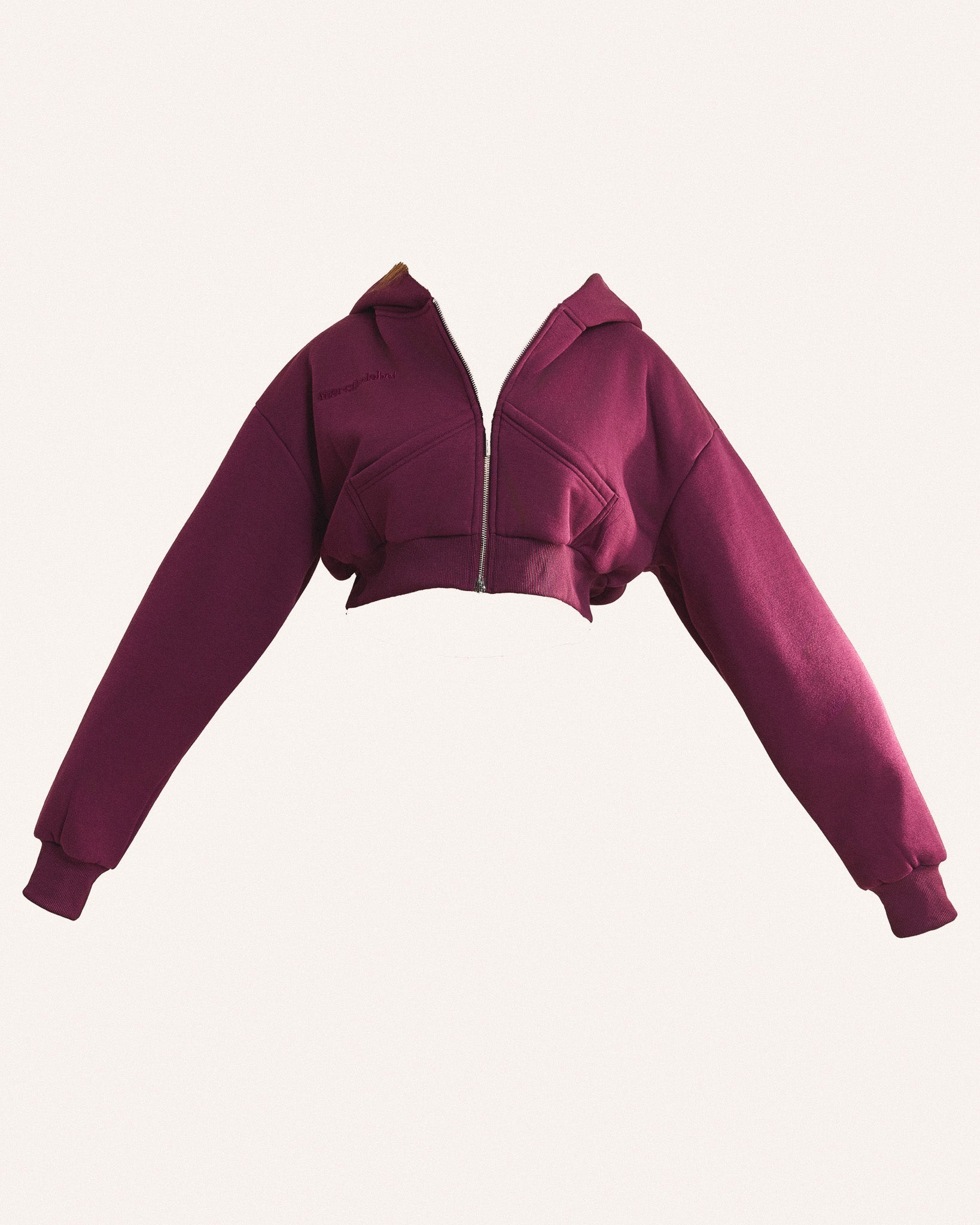 The Classics Cropped Zip Hoodie in Plum
