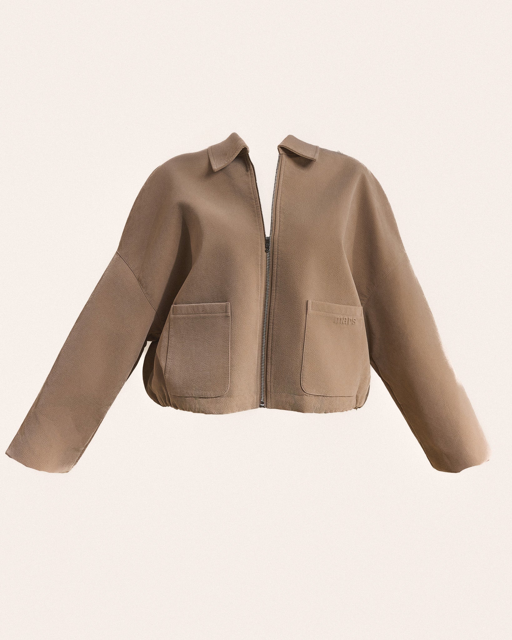 The Isla Faux Suede Cropped Jacket in Beige