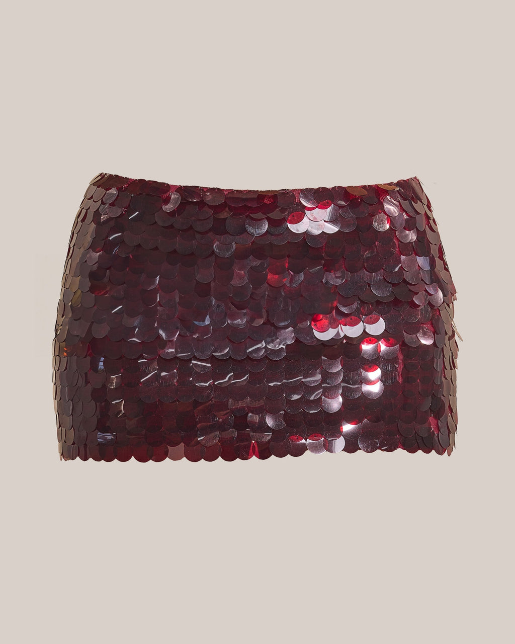 The Shimmi Mini Skirt in Red
