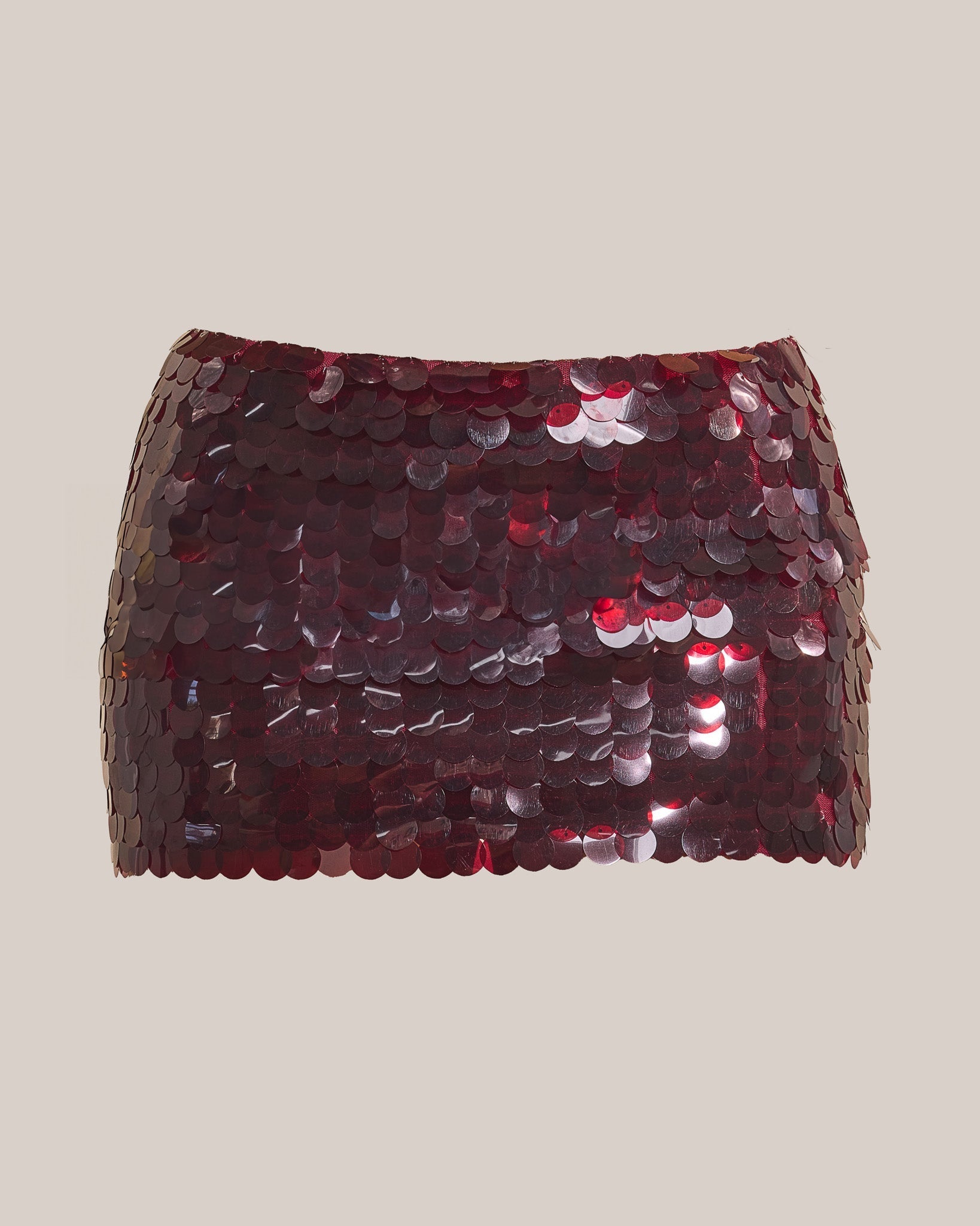 The Shimmi Mini Skirt in Red