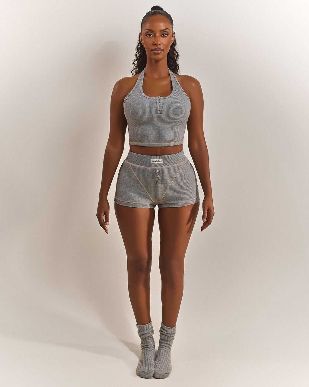 The Ribbed Boxer Shorts in Grey