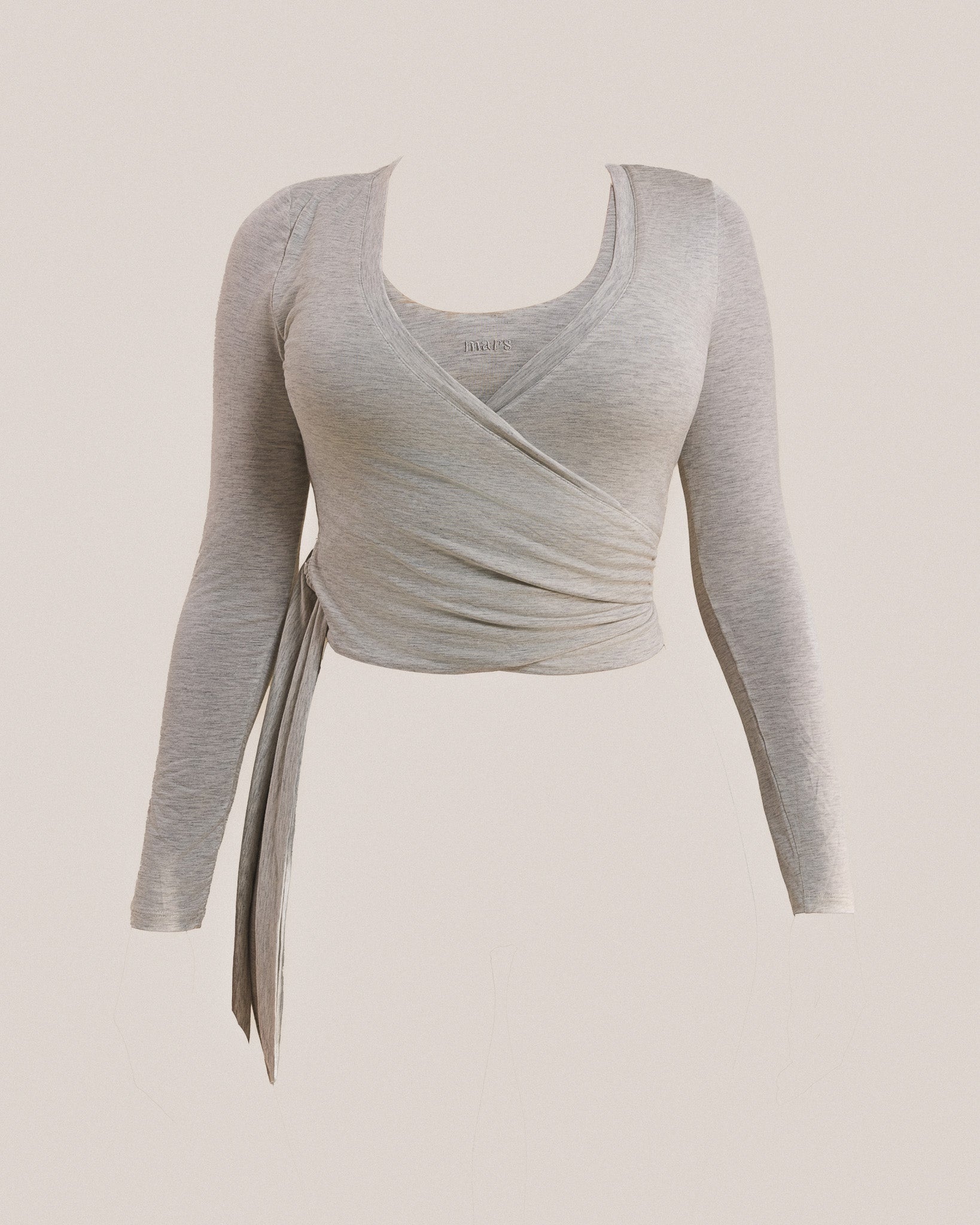 The Wrap Top in Grey Marl