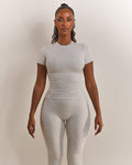 The Short Sleeve Cotton Top in Grey Marl