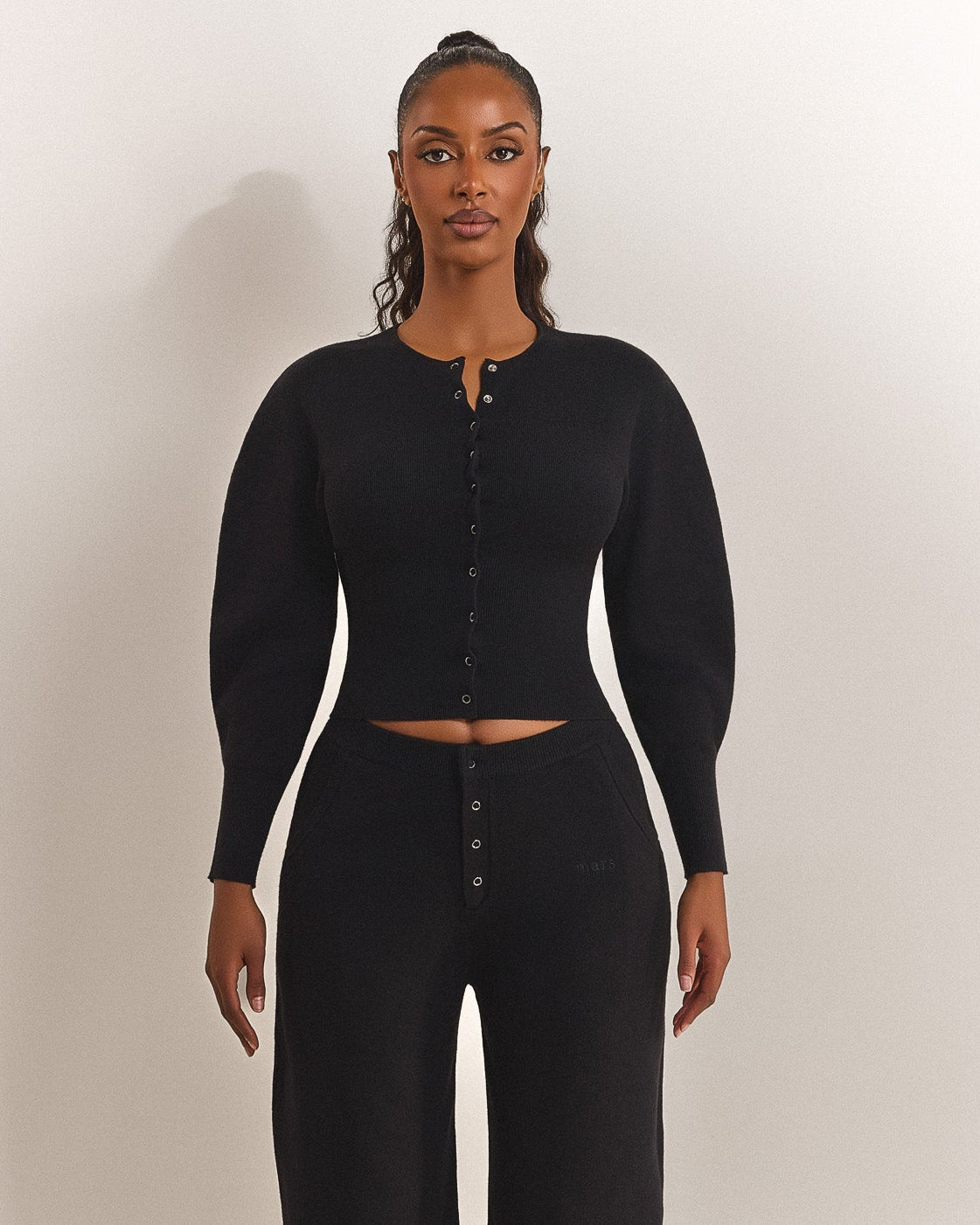 The Knit Button Up Cardigan in Black