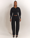 The Knit Button Up Joggers in Black