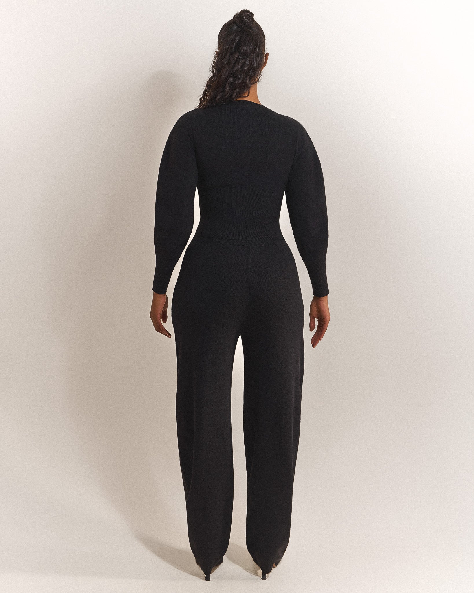 The Knit Button Up Joggers in Black