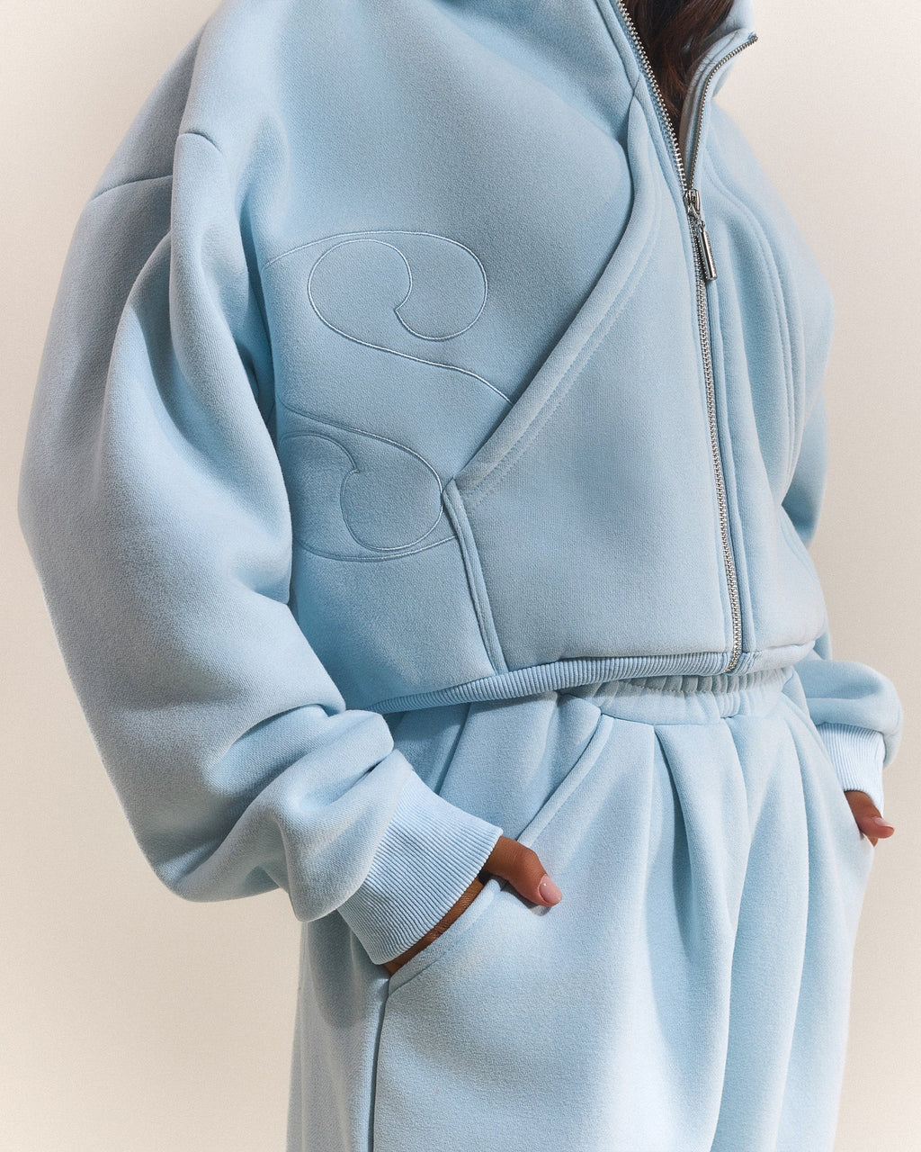 The Graphic Mars Zip Up Jacket in Baby Blue