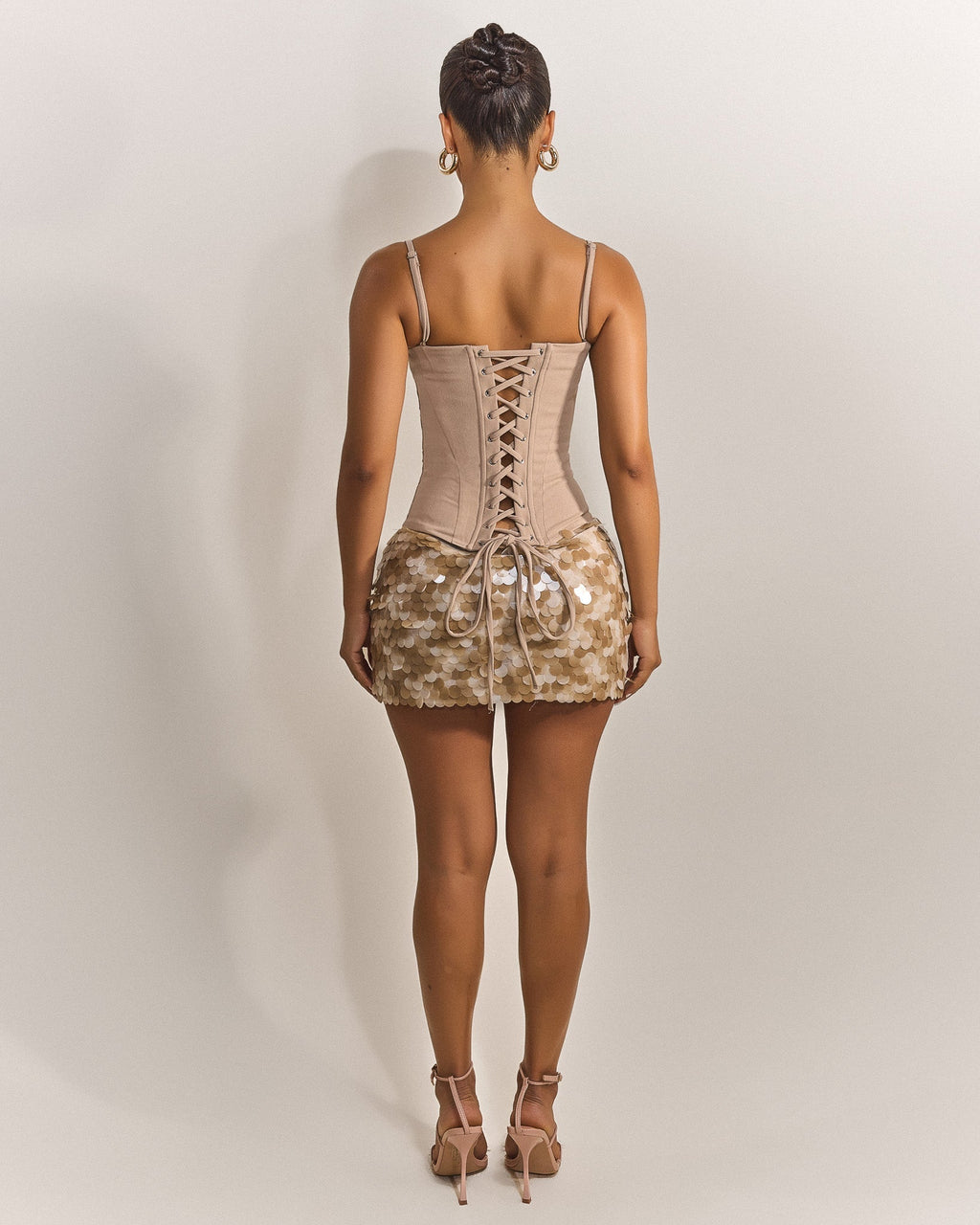 The Shimmi Mini Skirt in Stone