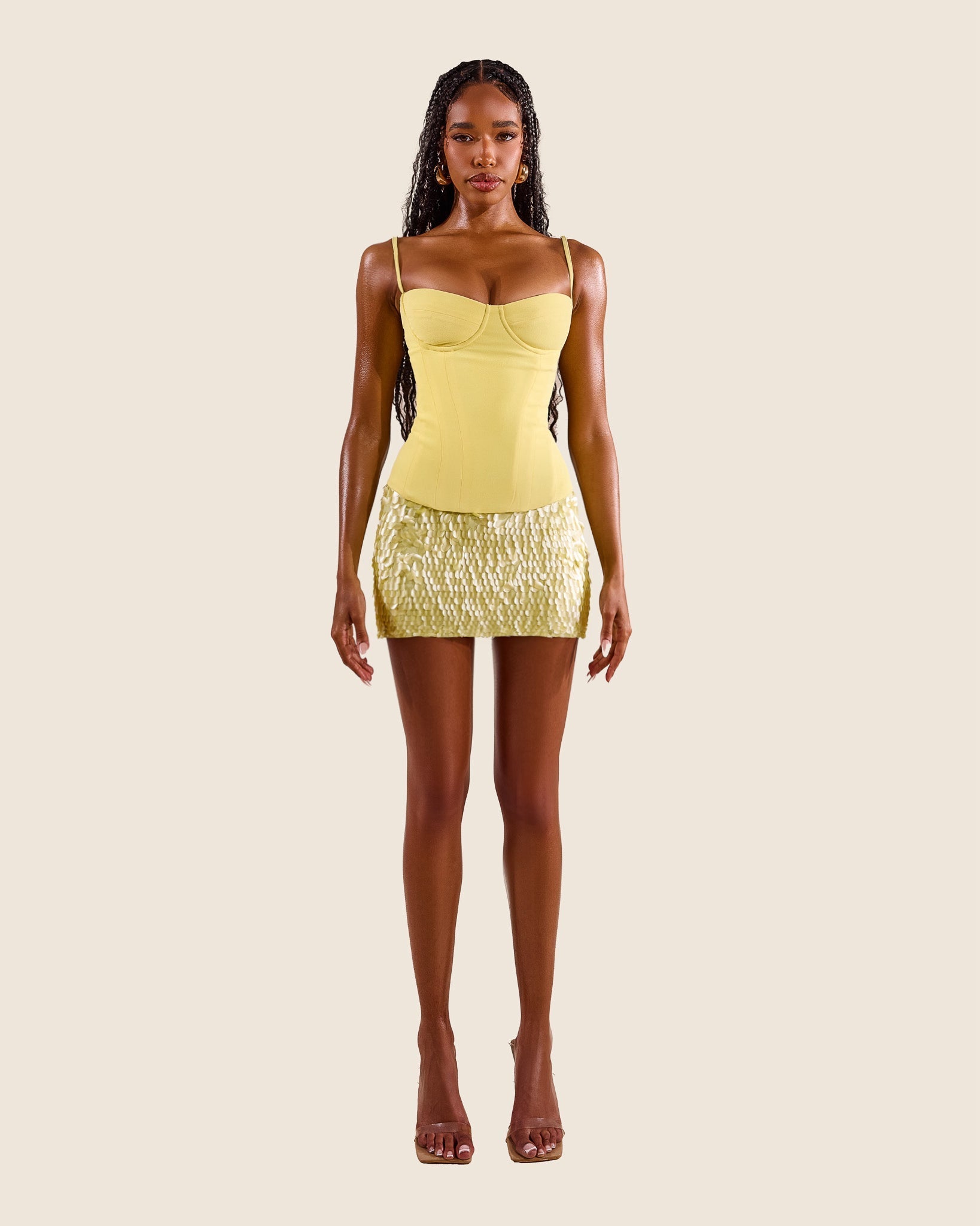 The Shimmi Mini Skirt in Lemon